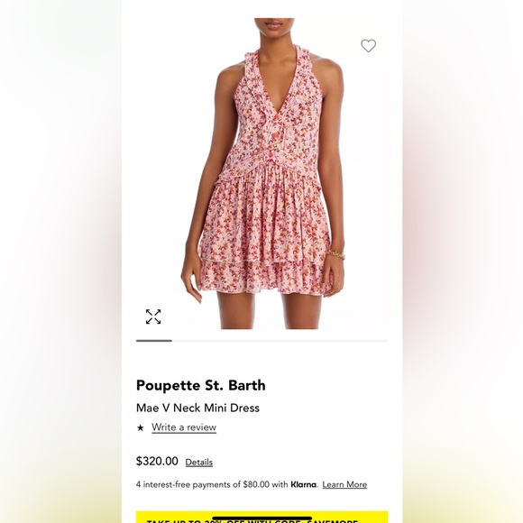 NWT Poupette St. Barth Mae V Neck Mini Dress - Picture 1 of 5